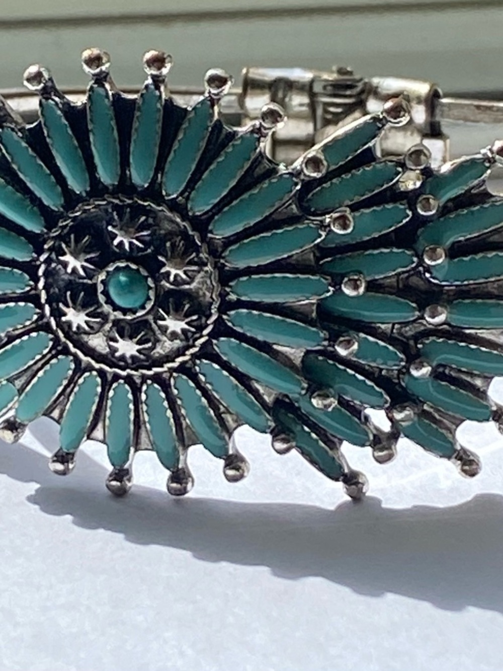 Turquoise Sunburst Cuff Bracelet - Picture 3 of 10